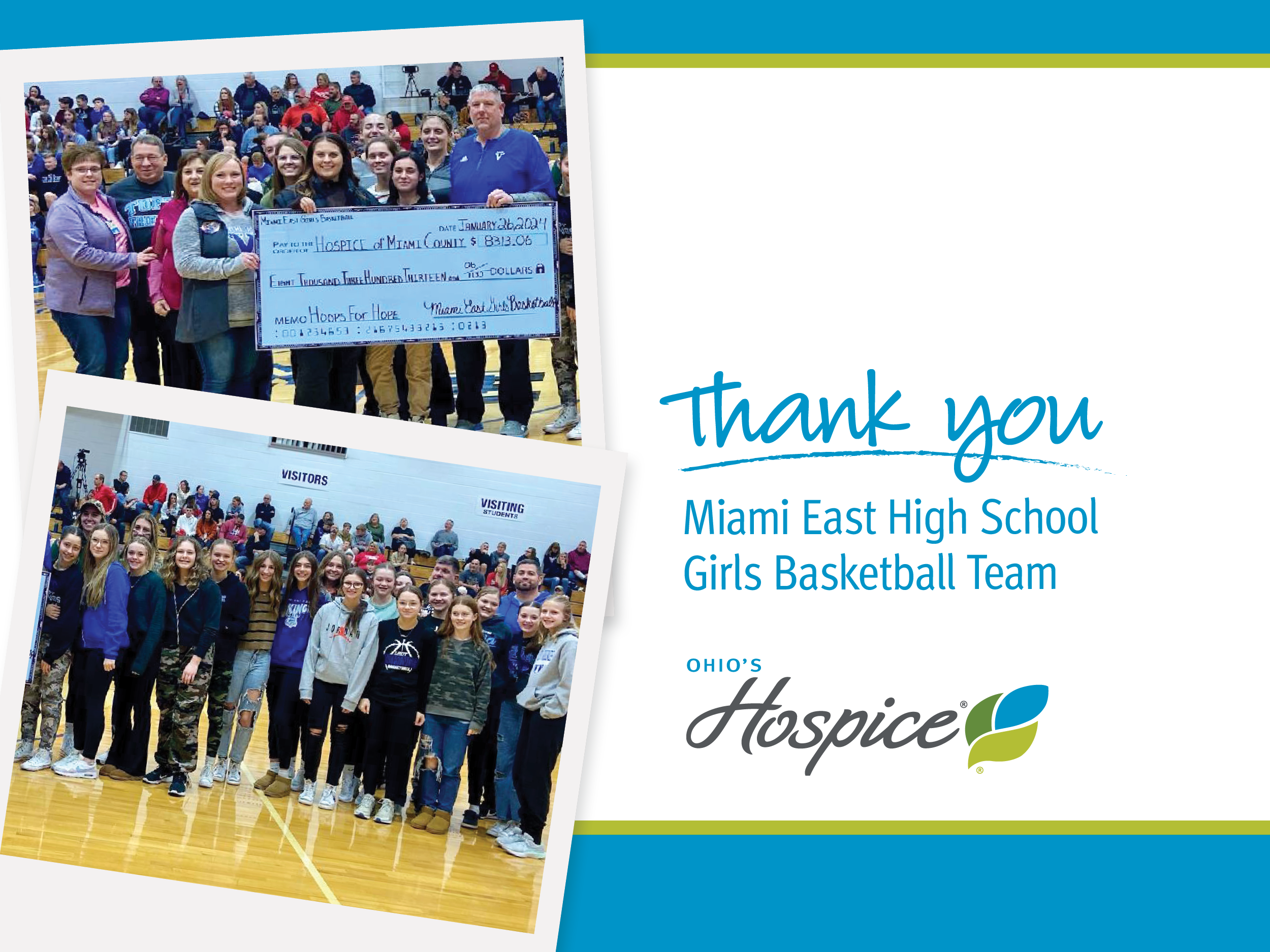 Hoops for Hope Thank You Miami East Basketball Team