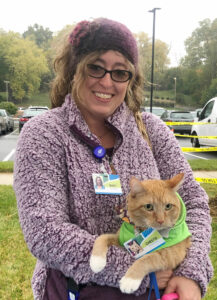 Volunteer With Animal-assisted Pet Therapy Cat