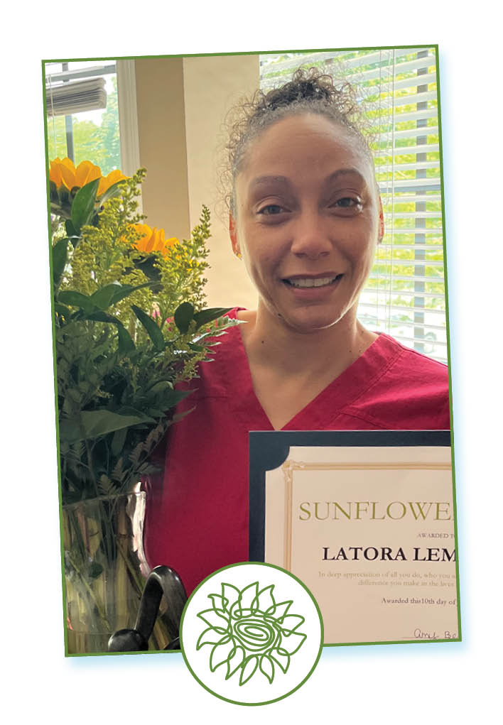 Congratulations Bouquet of Recognition Honorees First Quarter 2024 LaTora Lemons