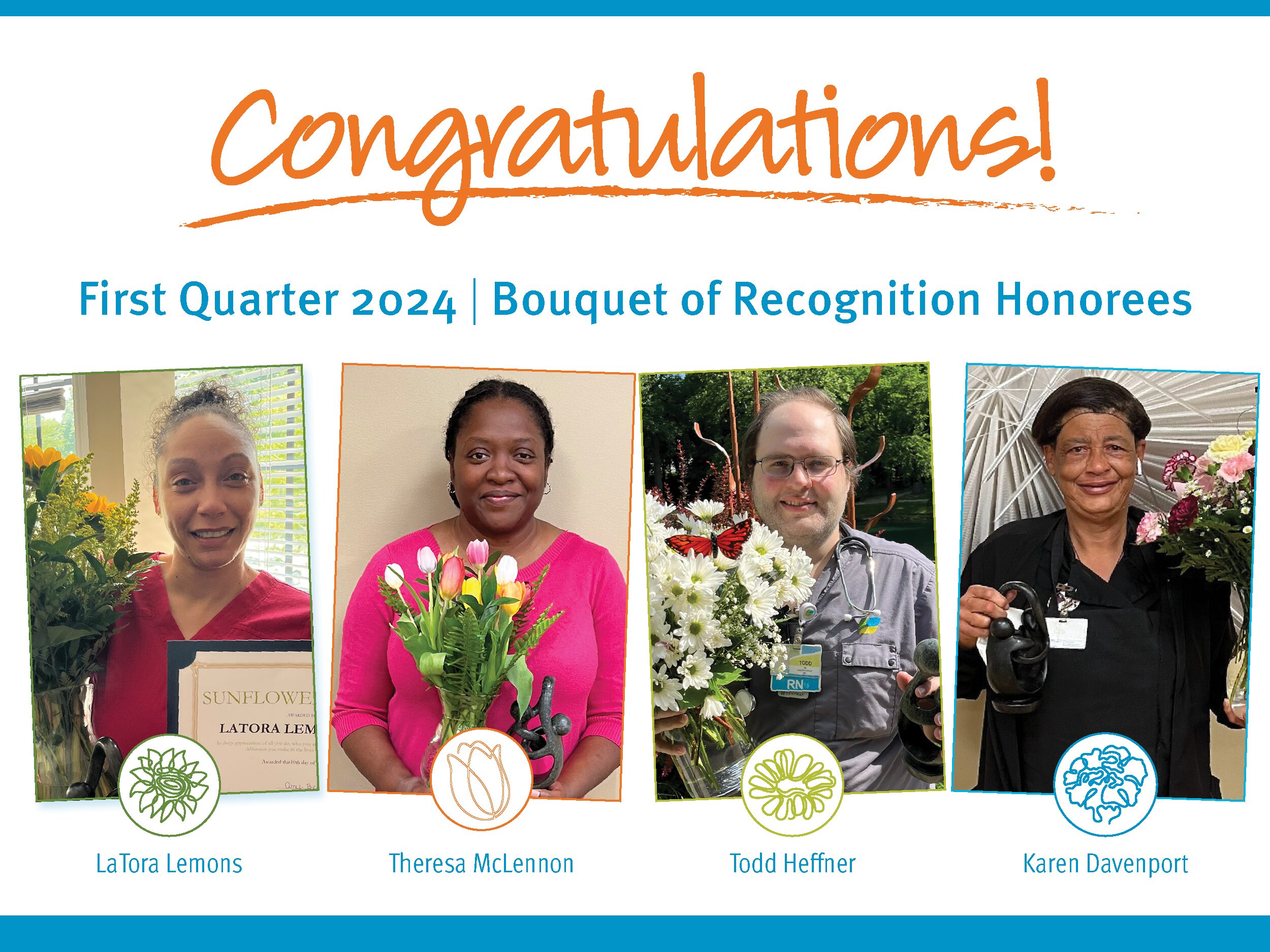 Congratulations Bouquet of Recognition Honorees First Quarter 2024