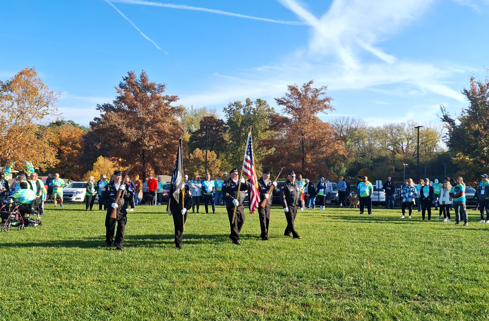 Dayton Remembrance Walk displaying the colors